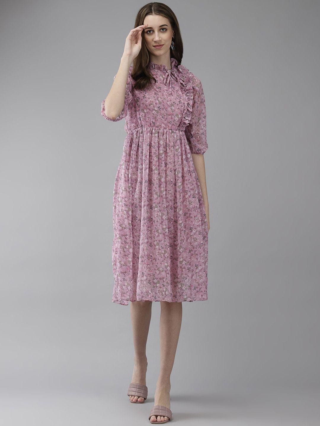 baesd floral printed fit & flare dress