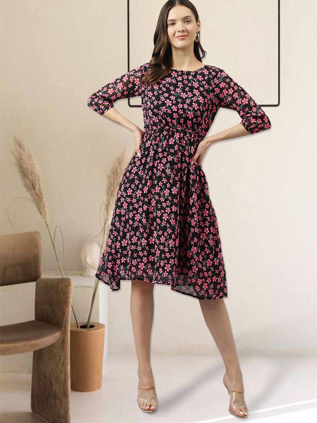 baesd floral printed fit & flare dress