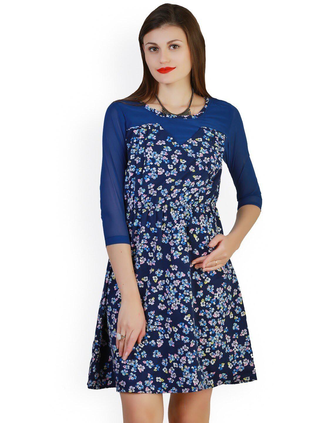 baesd floral printed fit & flare dress