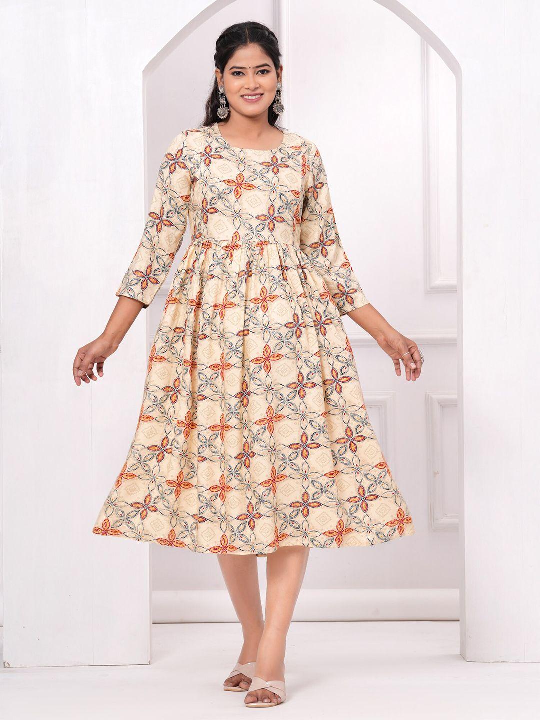 baesd floral printed fit & flare maternity ethnic dress