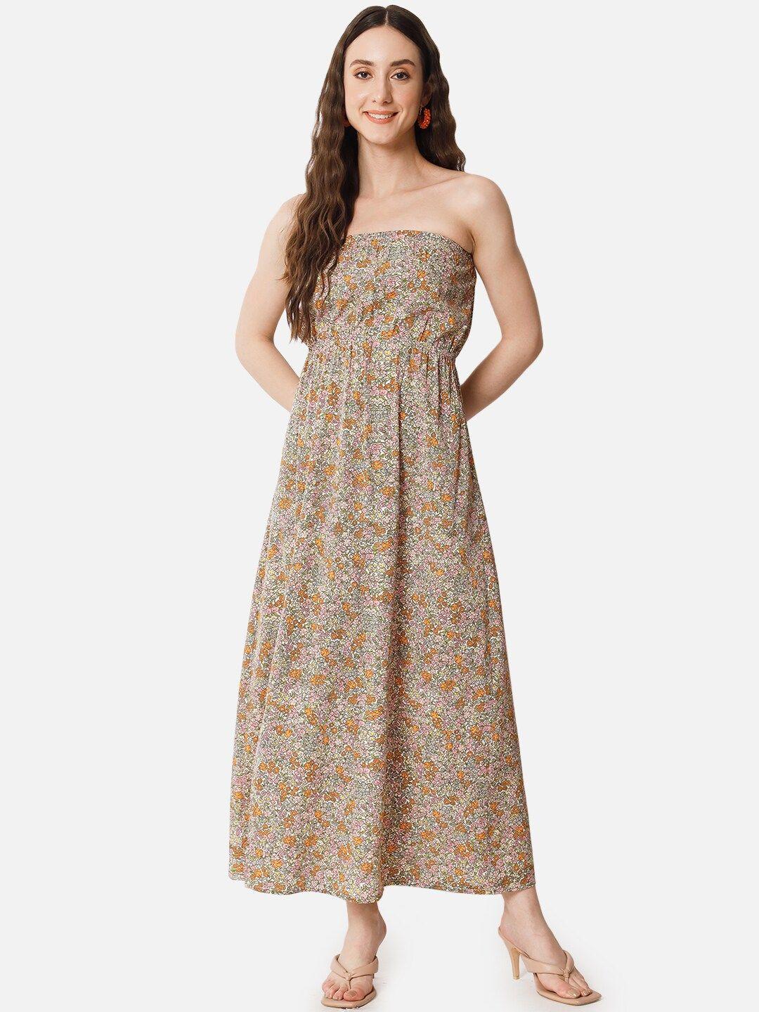 baesd floral printed fit & flare maxi dress