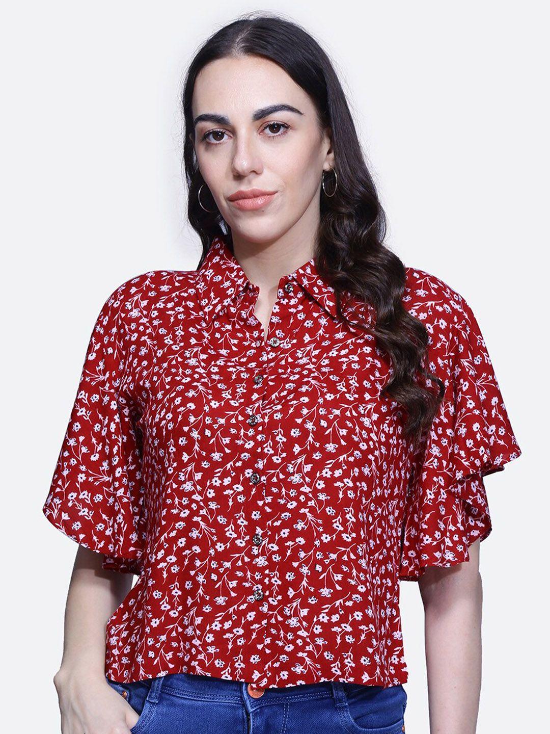 baesd floral printed flared sleeve shirt style top