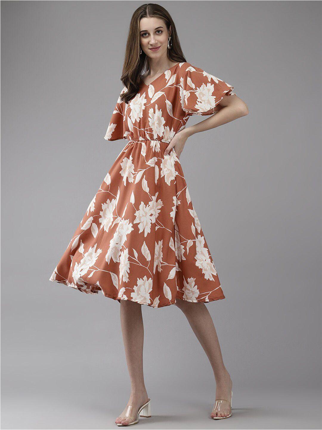 baesd floral printed flared sleeves a-line dress