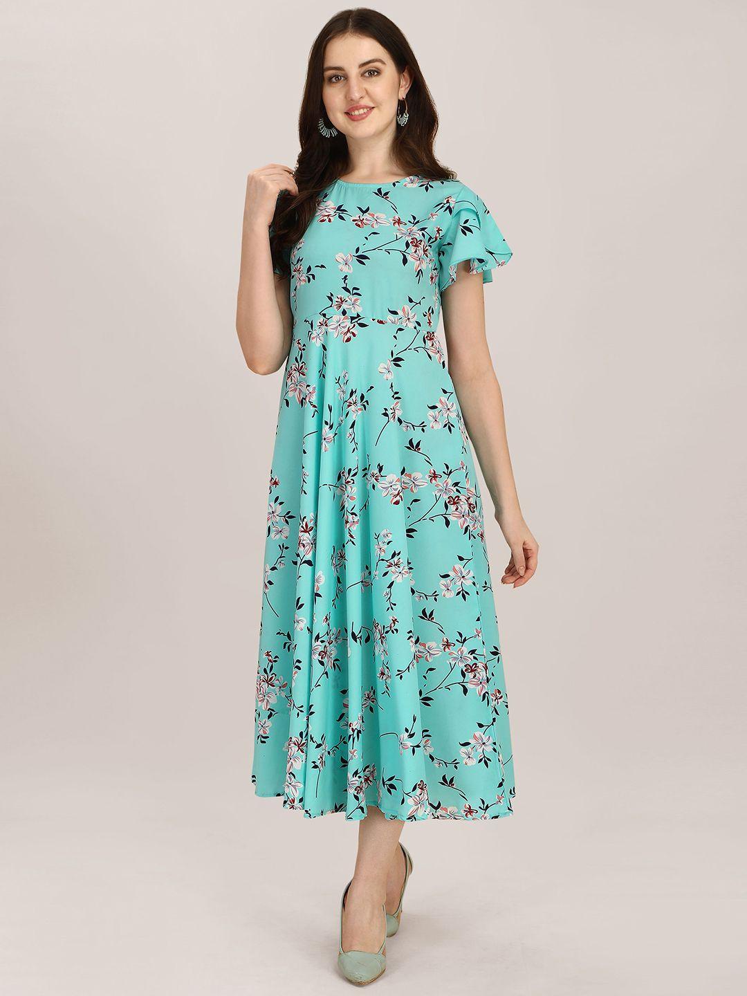 baesd floral printed flared sleeves a-line dress