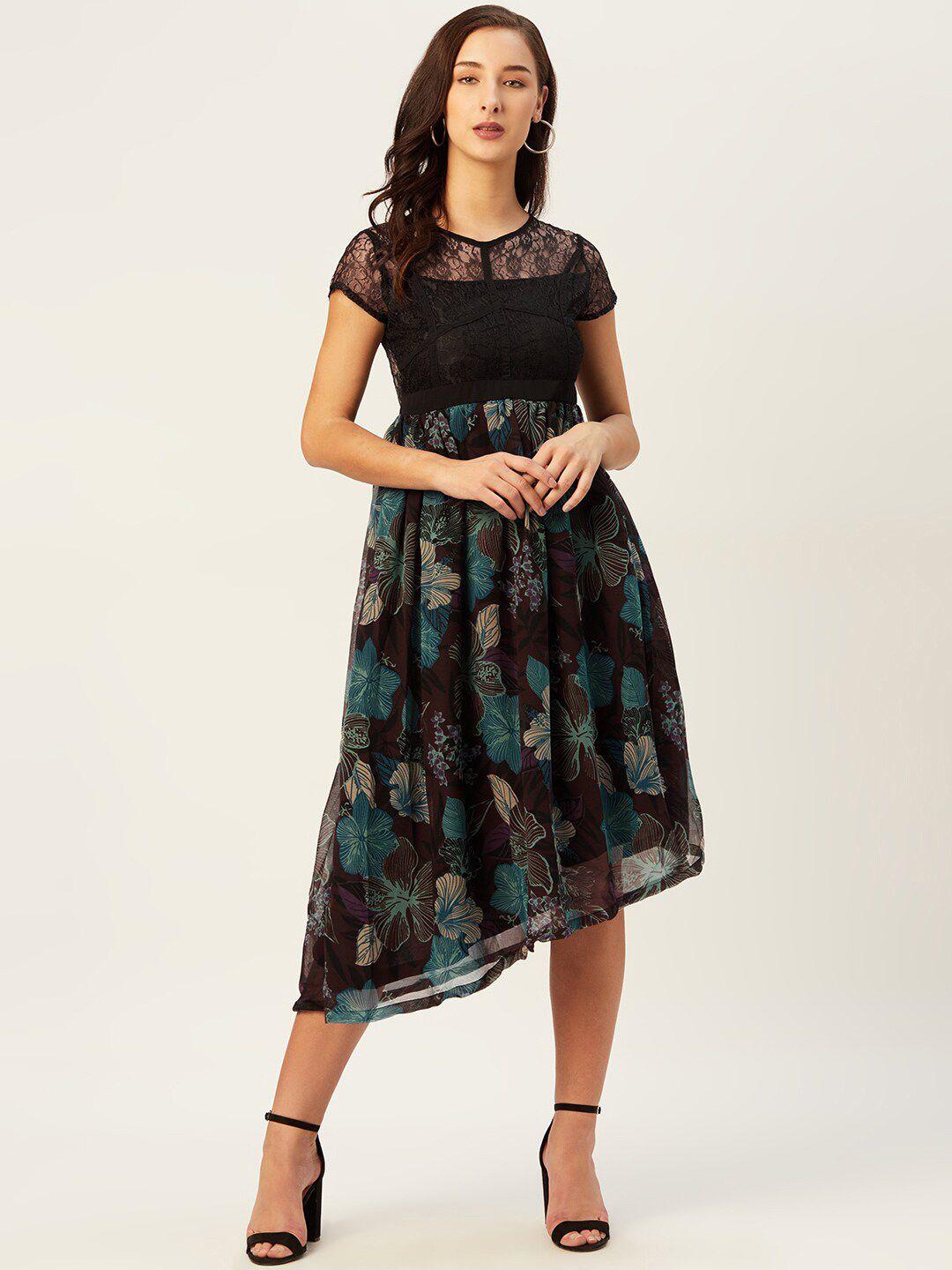 baesd floral printed georgette a line dress