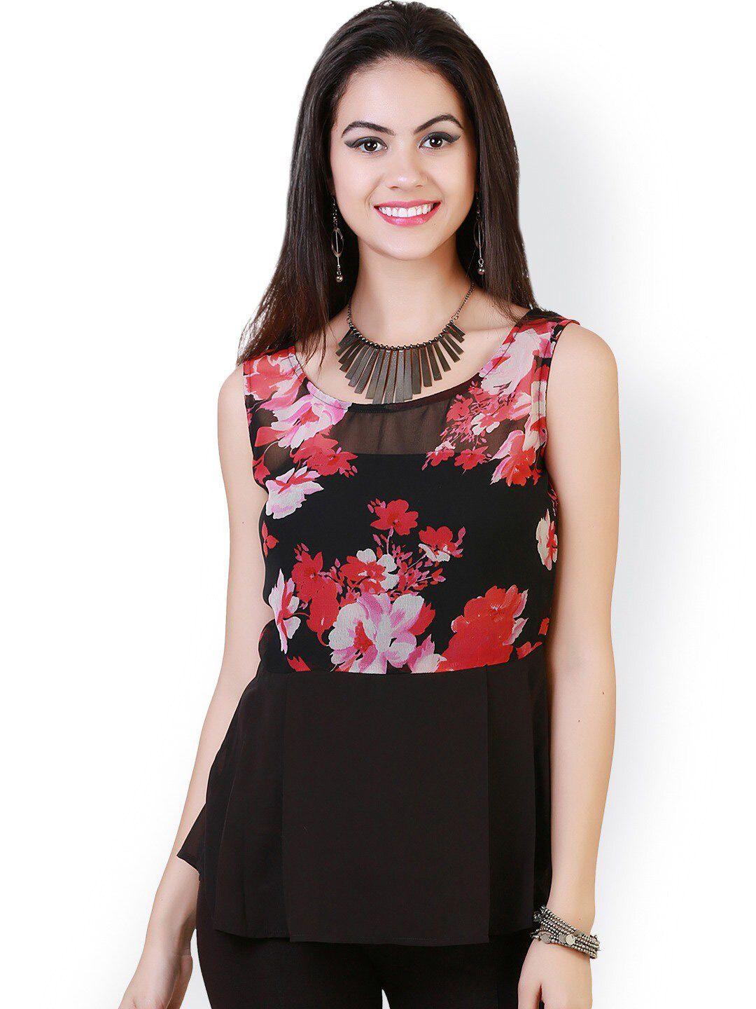 baesd floral printed georgette a-line top