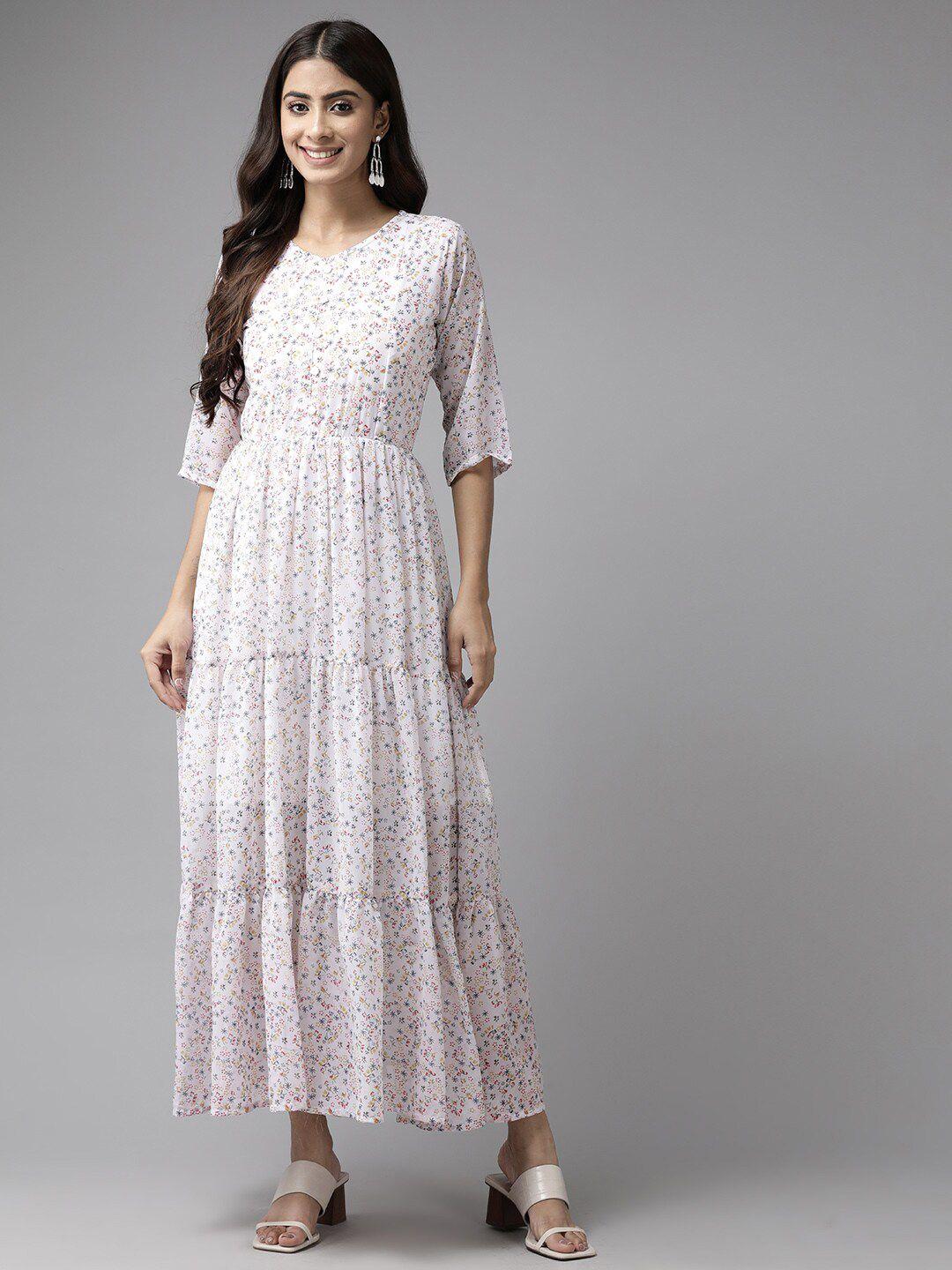 baesd floral printed georgette tiered maxi dress