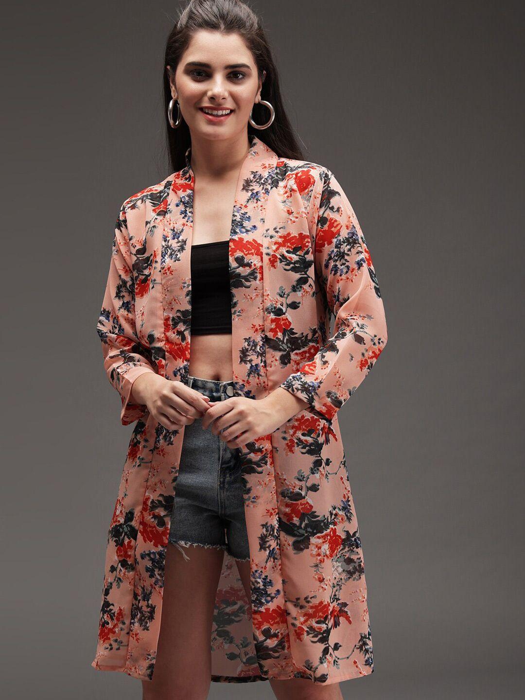 baesd floral printed longline shrug