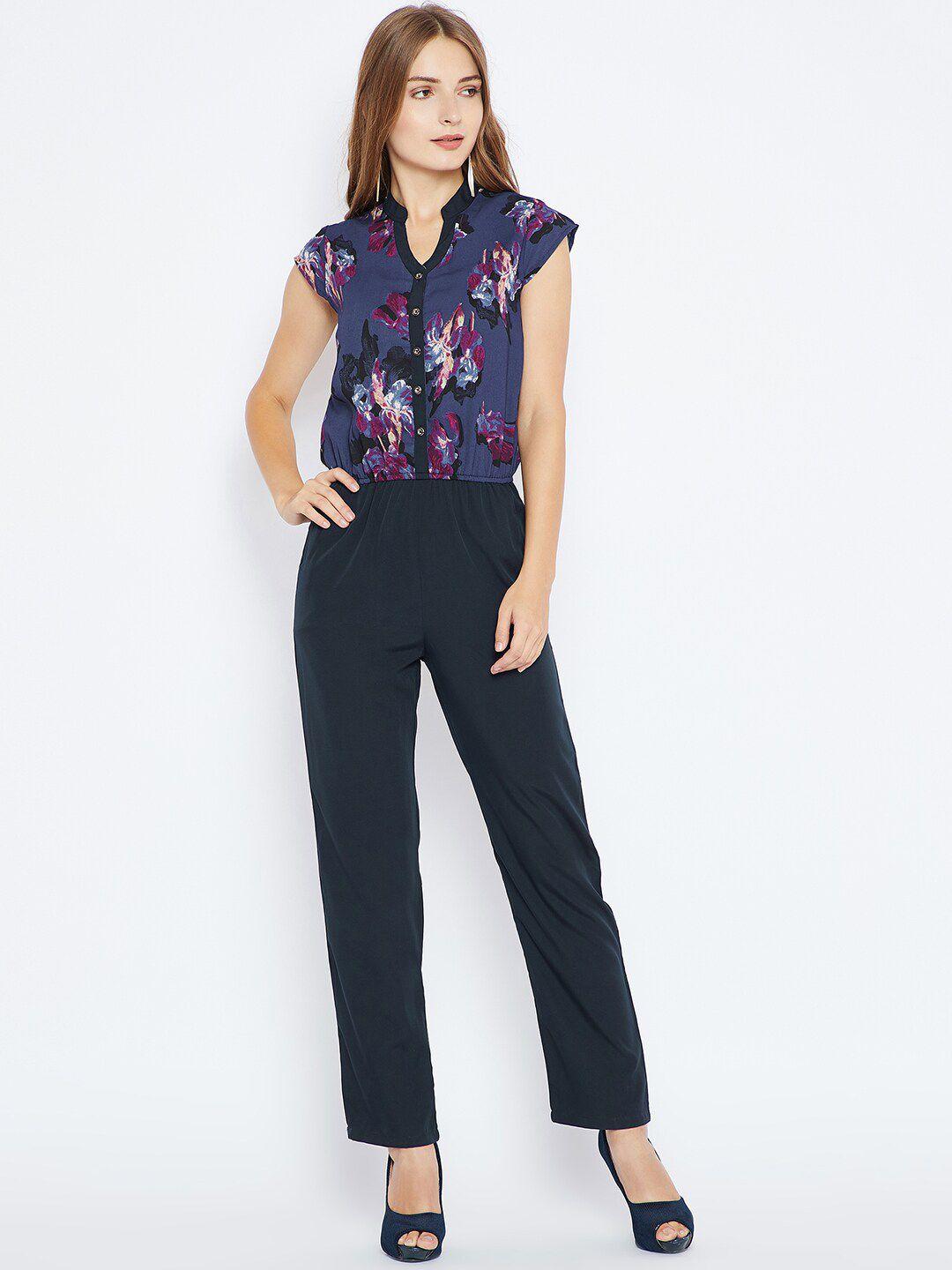 baesd floral printed mandarin collar jumpsuit