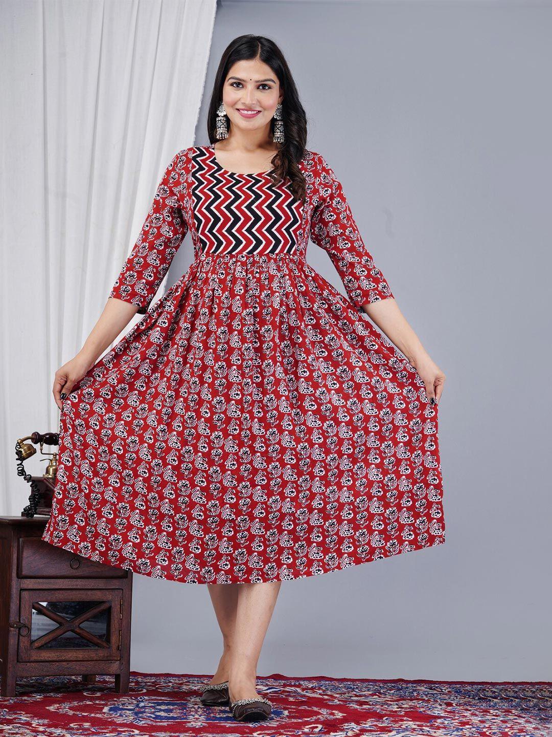 baesd floral printed maternity fit & flare dress