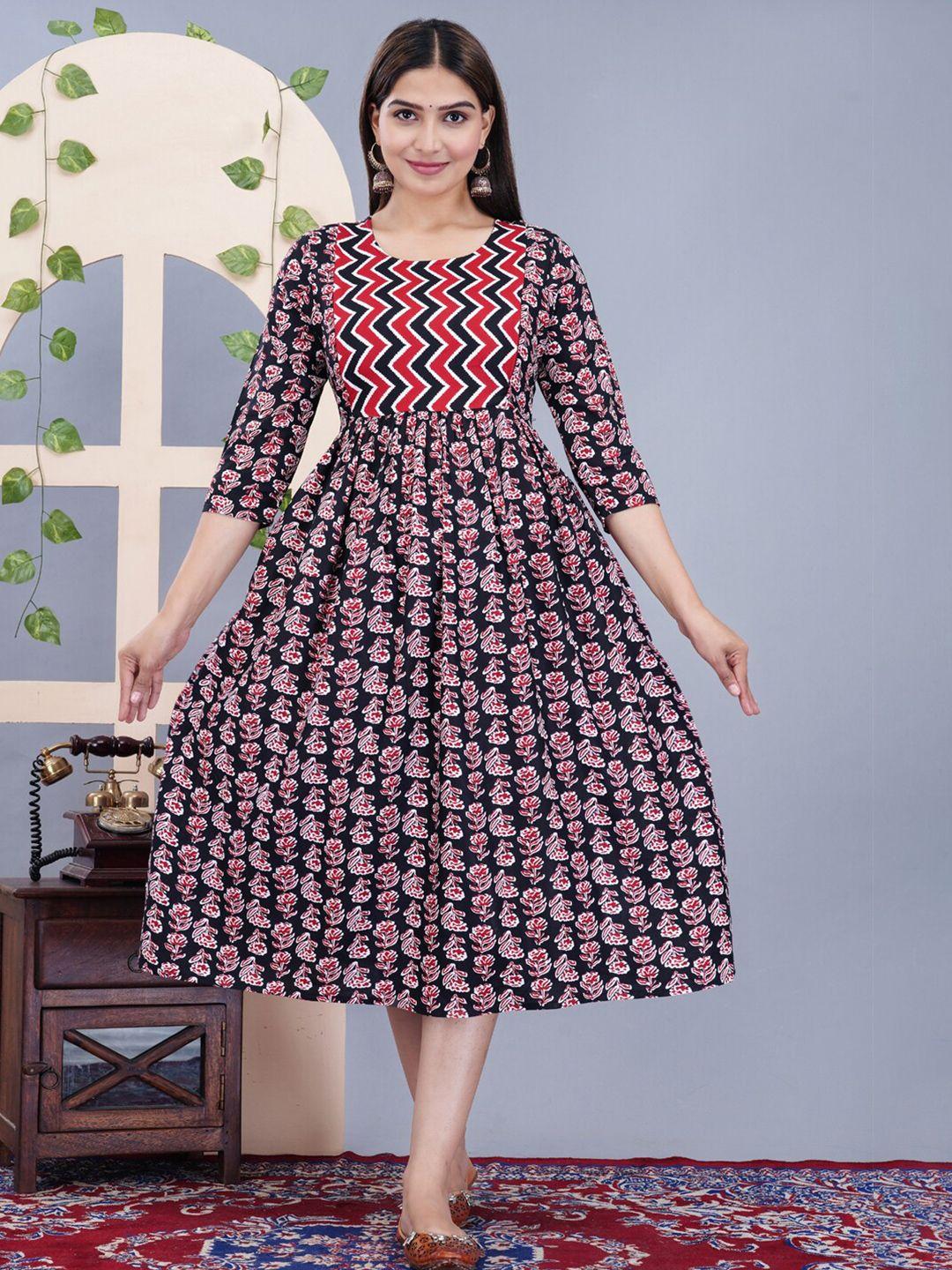 baesd floral printed maternity fit & flare dress