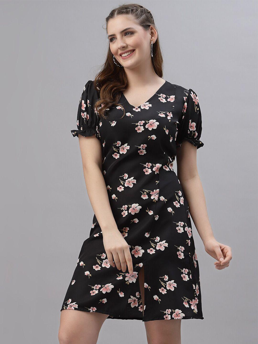 baesd floral printed puff sleeves a-line dress