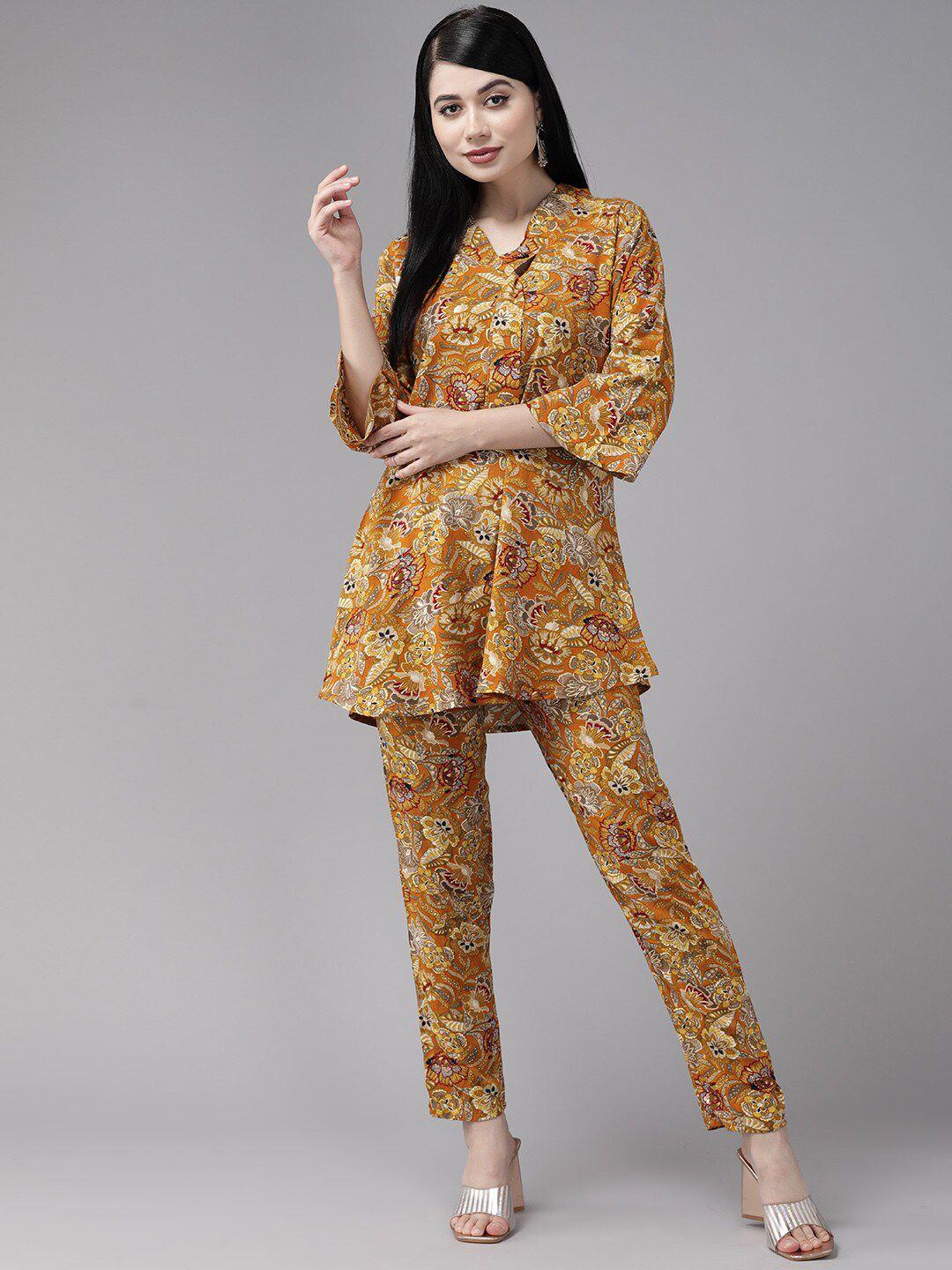 baesd floral printed pure cotton top with trouser