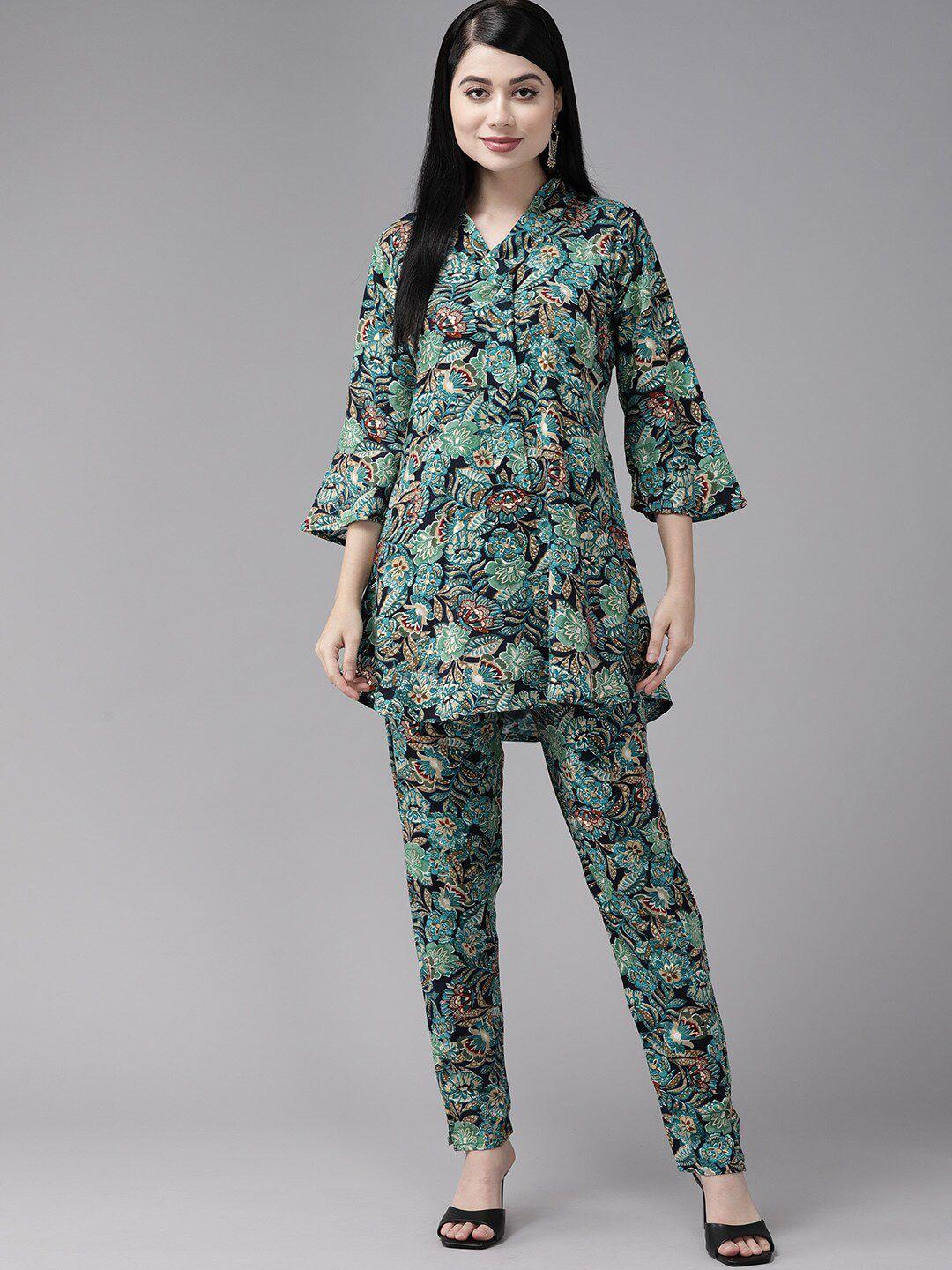 baesd floral printed pure cotton top with trouser