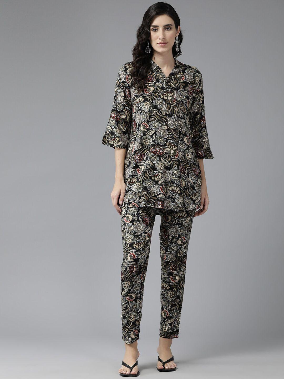 baesd floral printed pure cotton tunic & trouser
