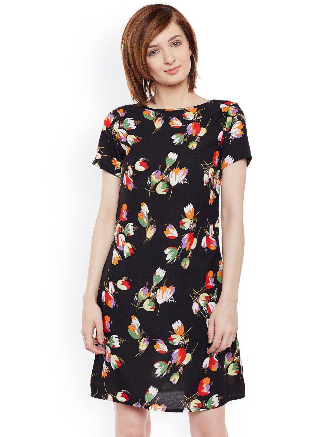 baesd floral printed round neck short sleeves a-line dress