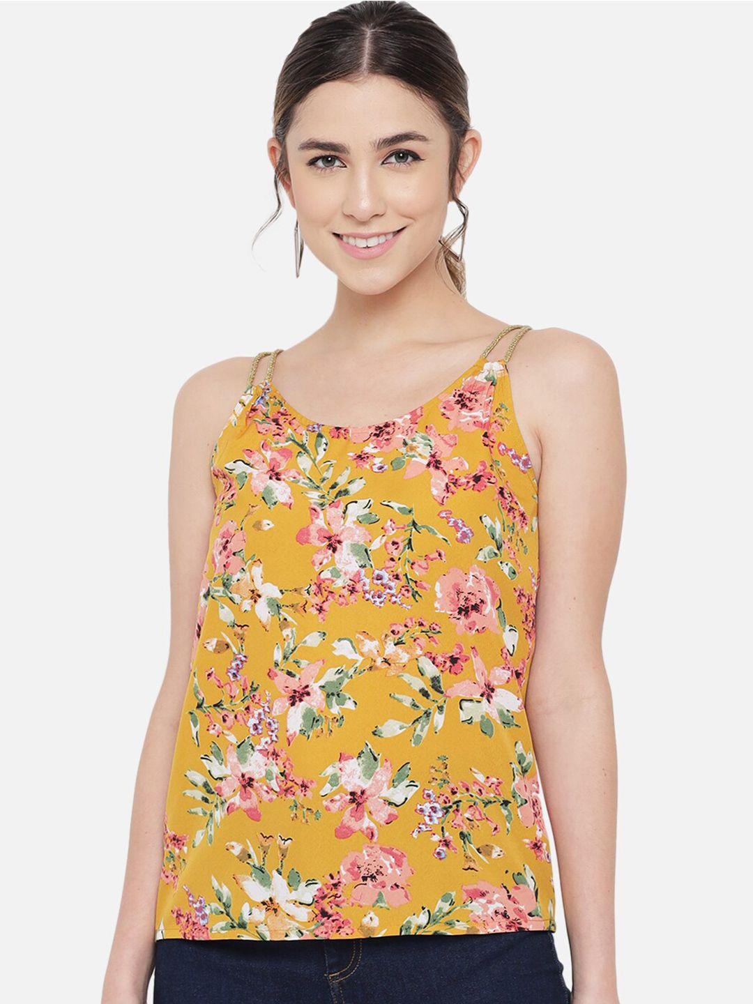 baesd floral printed shoulder strapped crepe top