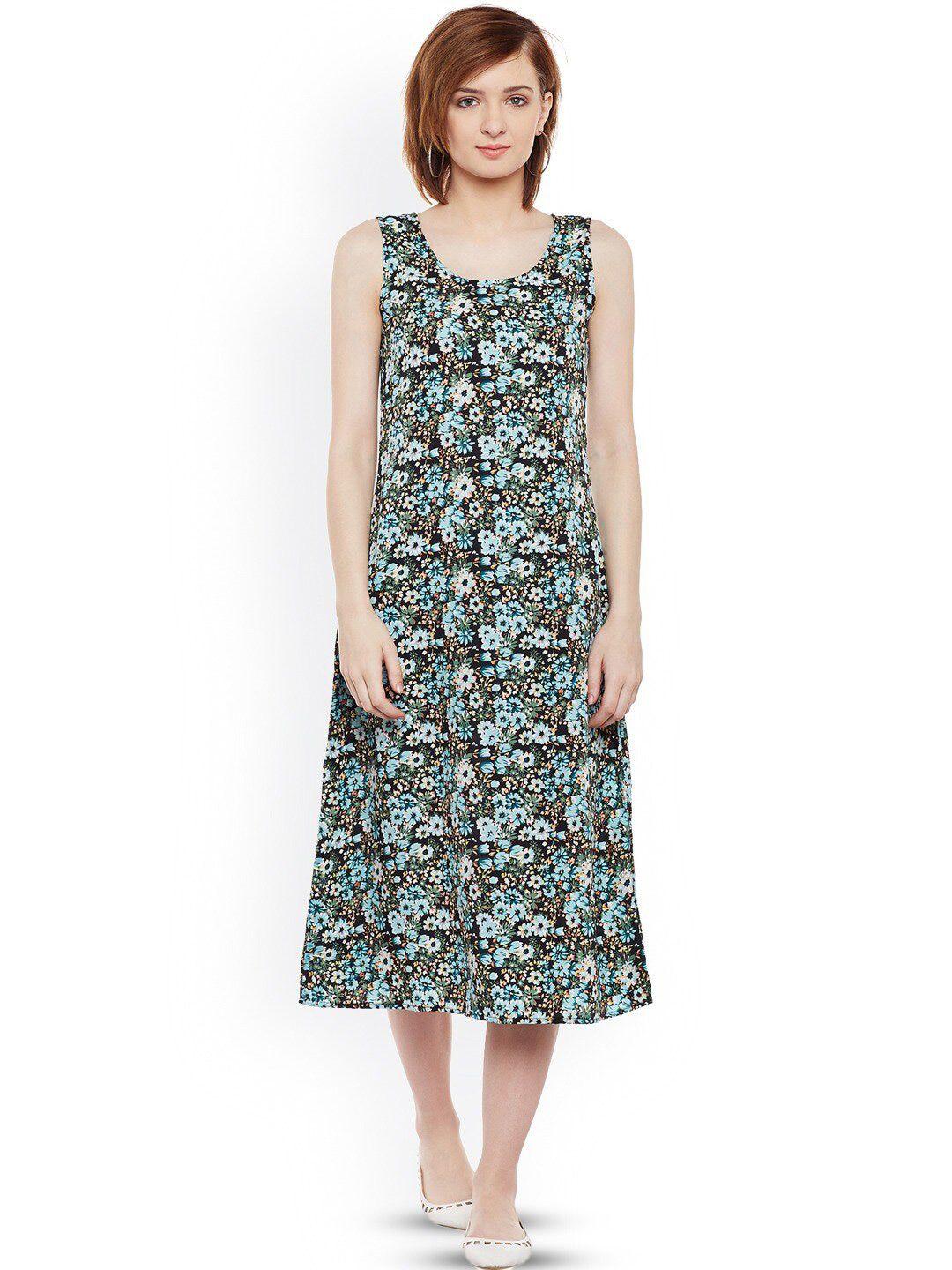 baesd floral printed sleeveless a-line midi dress