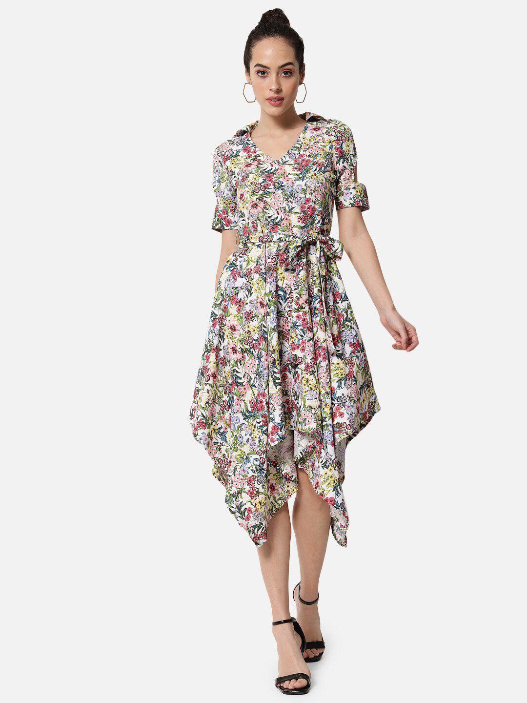 baesd floral printed tie ups fit and flare dress