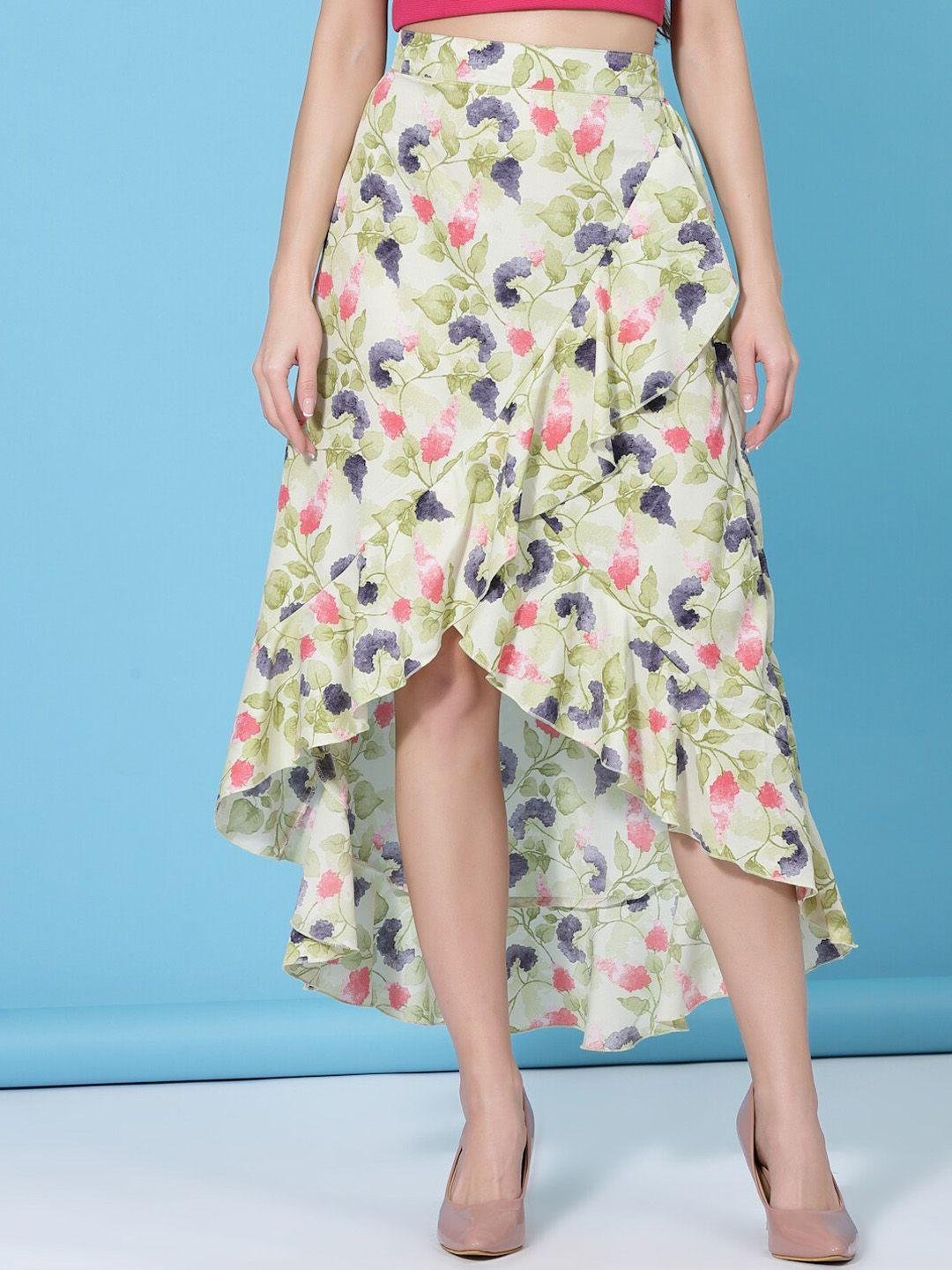 baesd floral printed wrap midi skirt