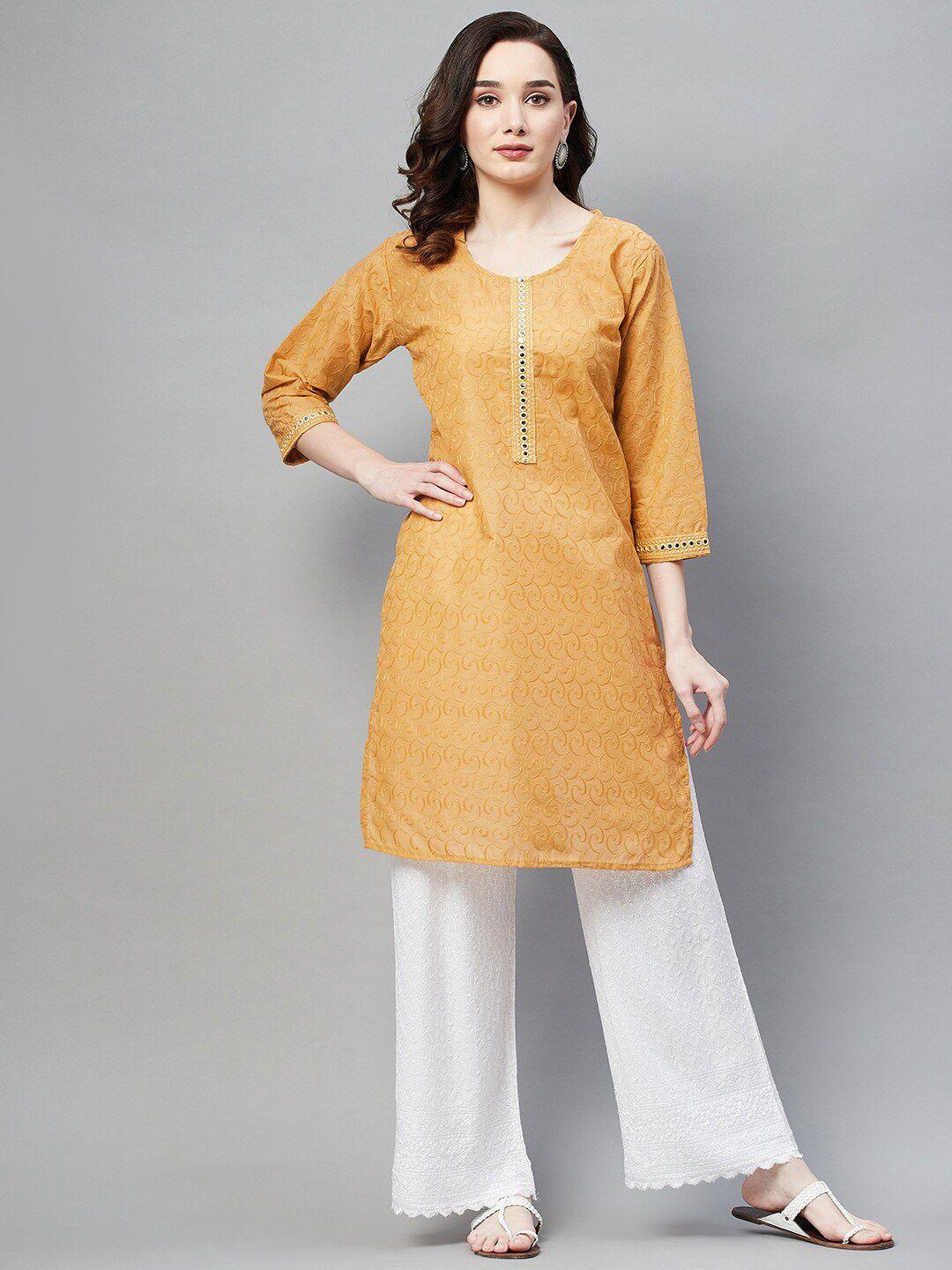 baesd geometric embroidered cotton kurta