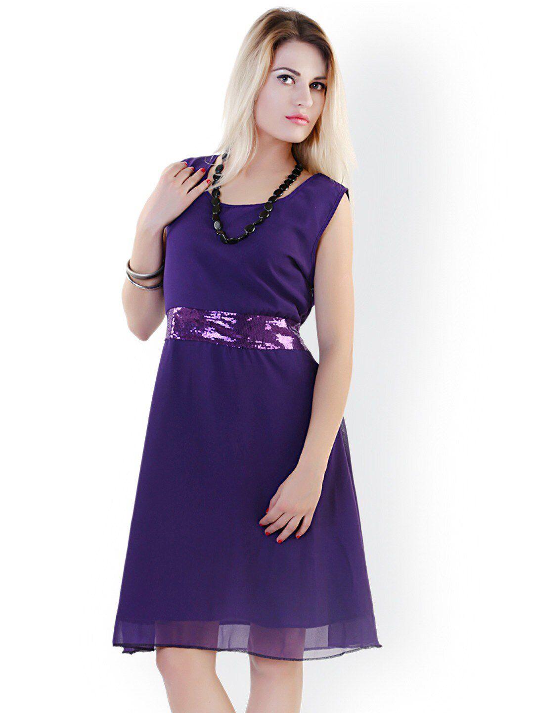 baesd georgette sequinned a-line dress