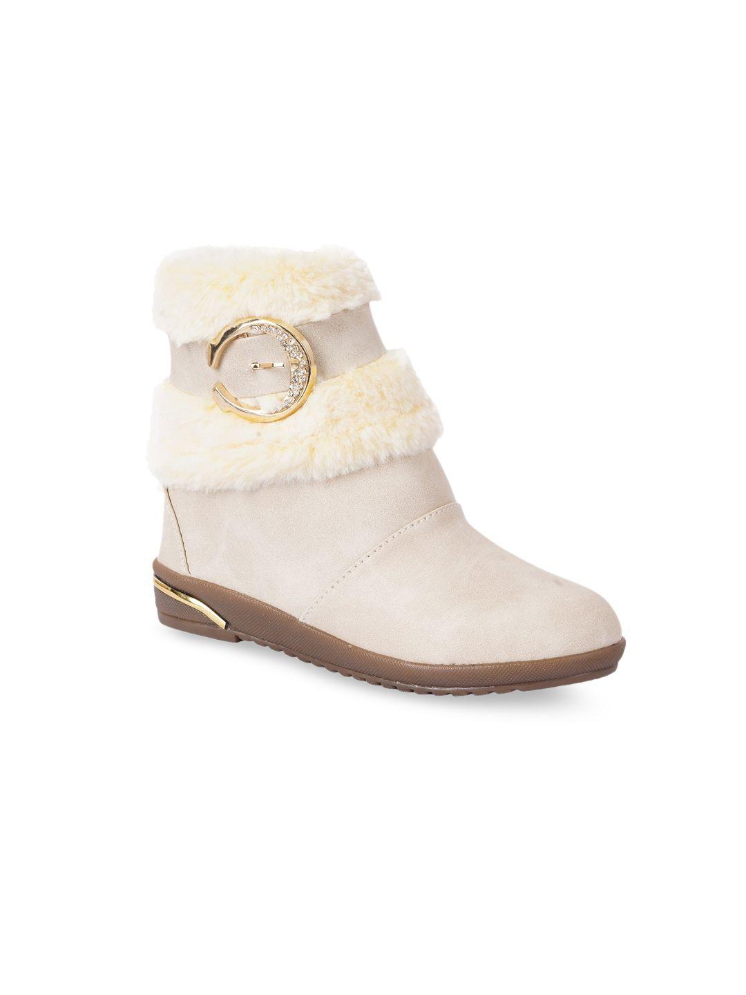 baesd girls embellished faux fur trim winter boots