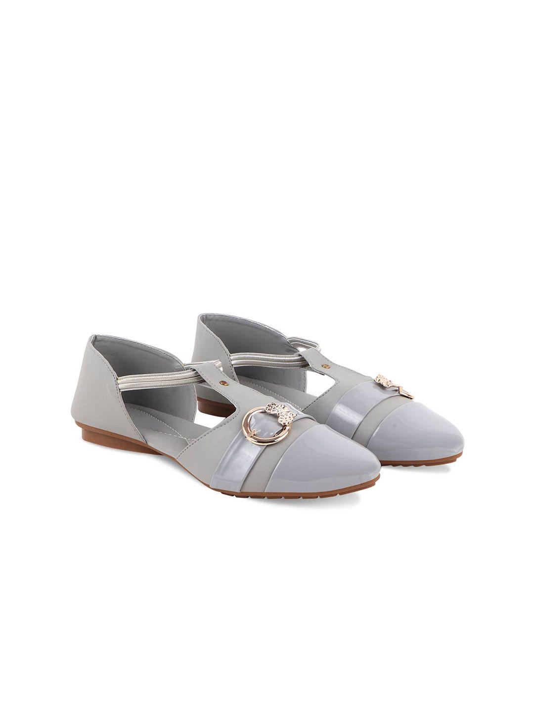 baesd girls grey ballerinas with buckles flats