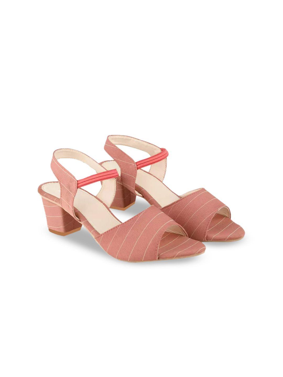 baesd girls pink striped block pumps with bows