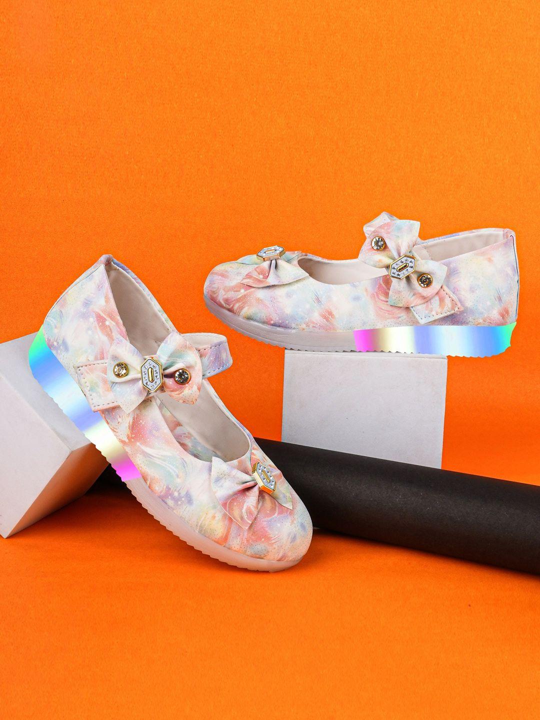 baesd girls printed ballerinas with bows flats
