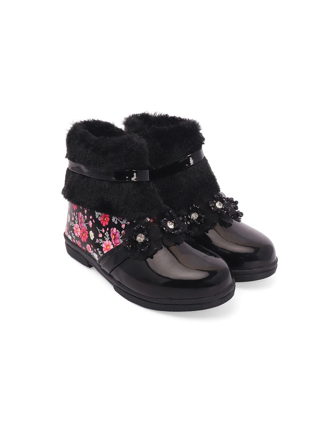 baesd girls printed round toe ankle-length boots