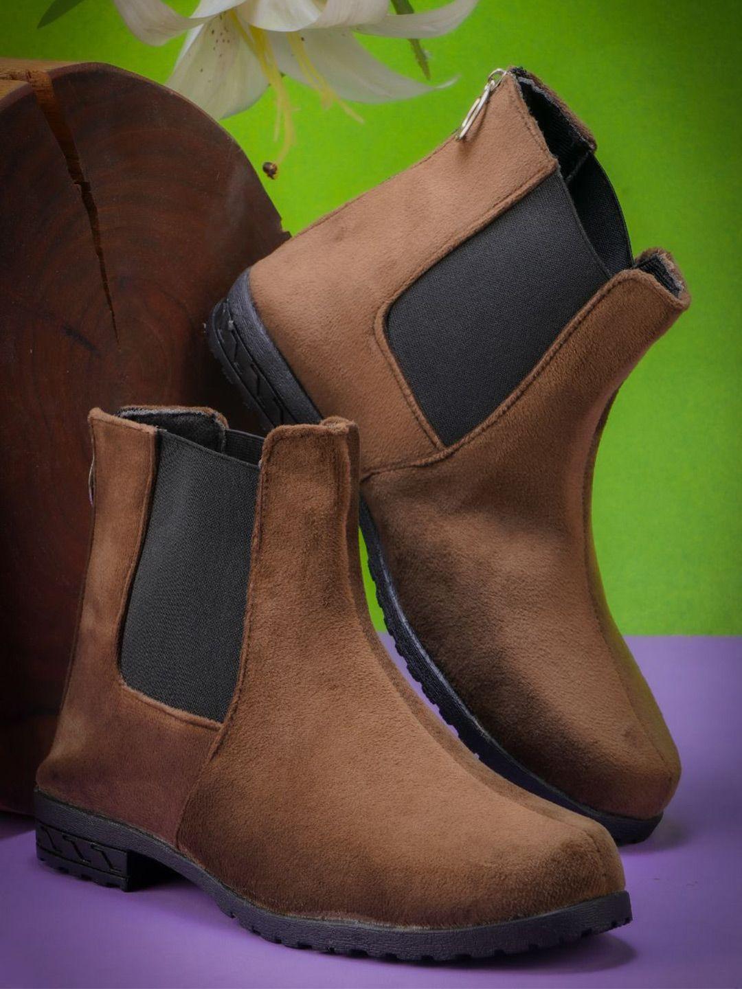 baesd girls suede block heeled chelsea boots