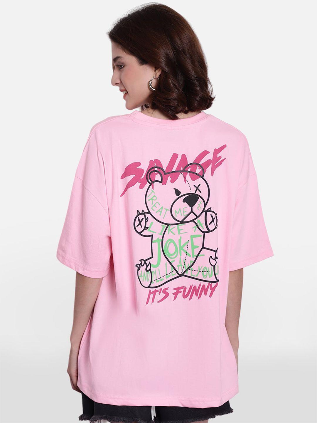 baesd graphic printed drop-shoulder cotton oversized t-shirt
