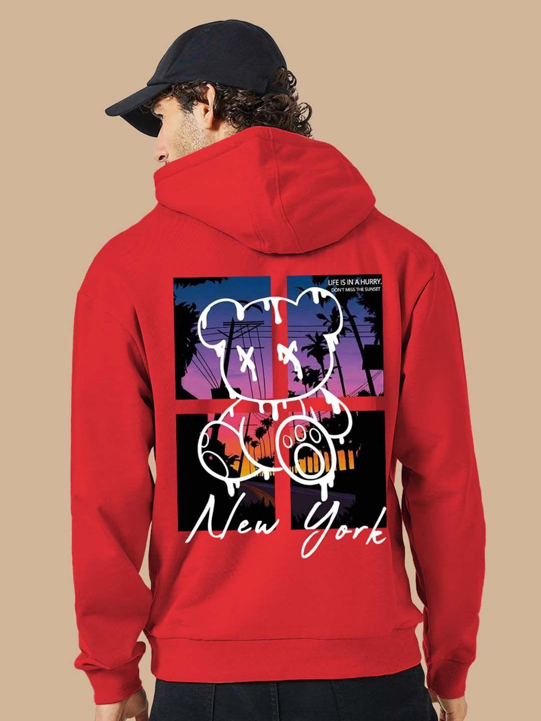 baesd graphic printed hooded fleece pullover sweatshirt