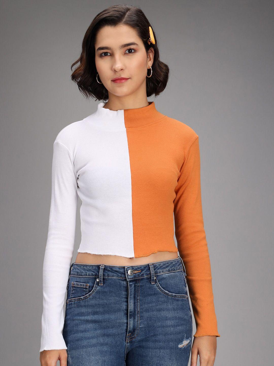 baesd high neck colourblocked crop top