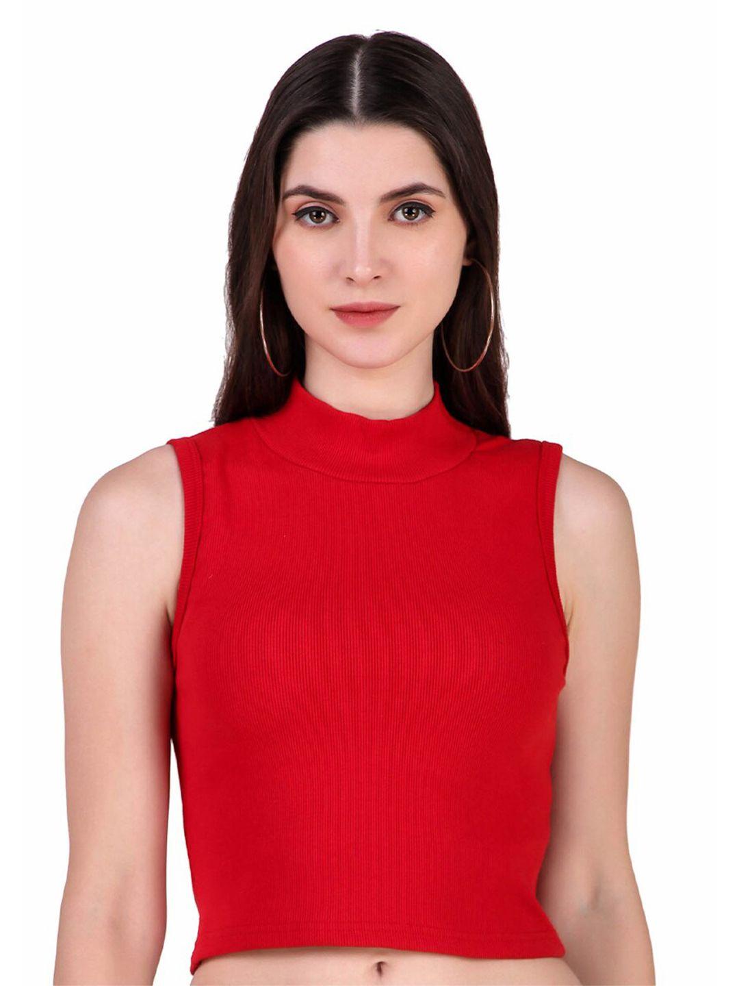 baesd high neck fitted cotton crop top