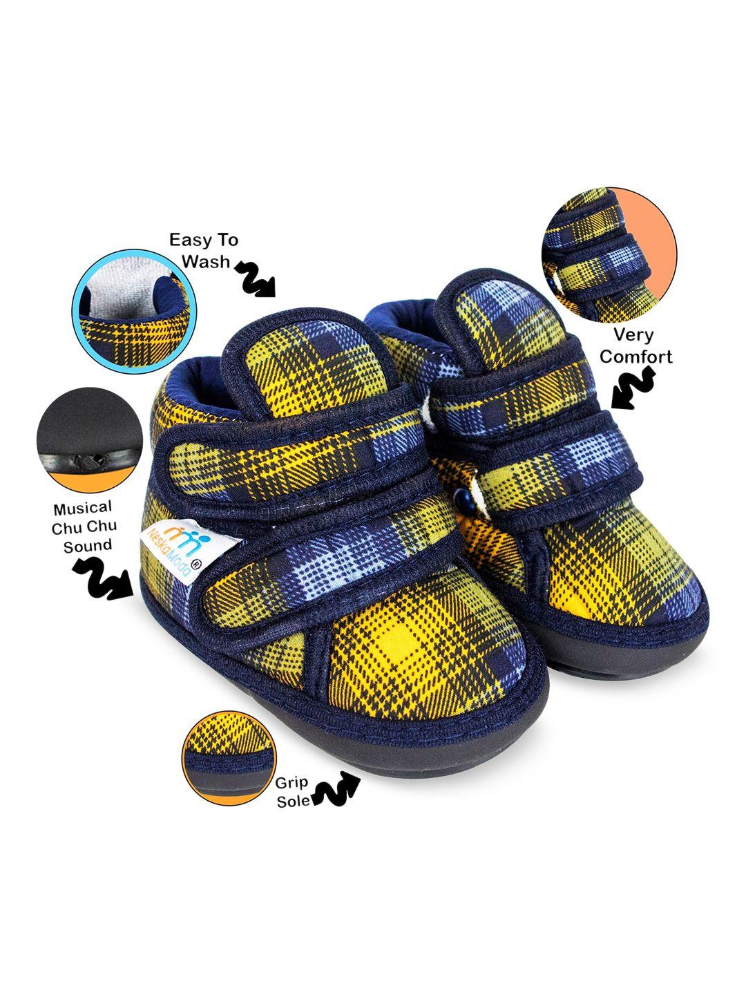 baesd infants checked cotton musical sound booties