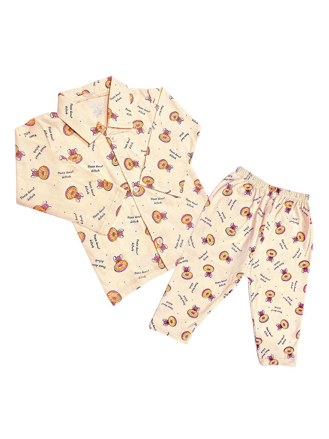 baesd infants conversational printed shirt collar night suit