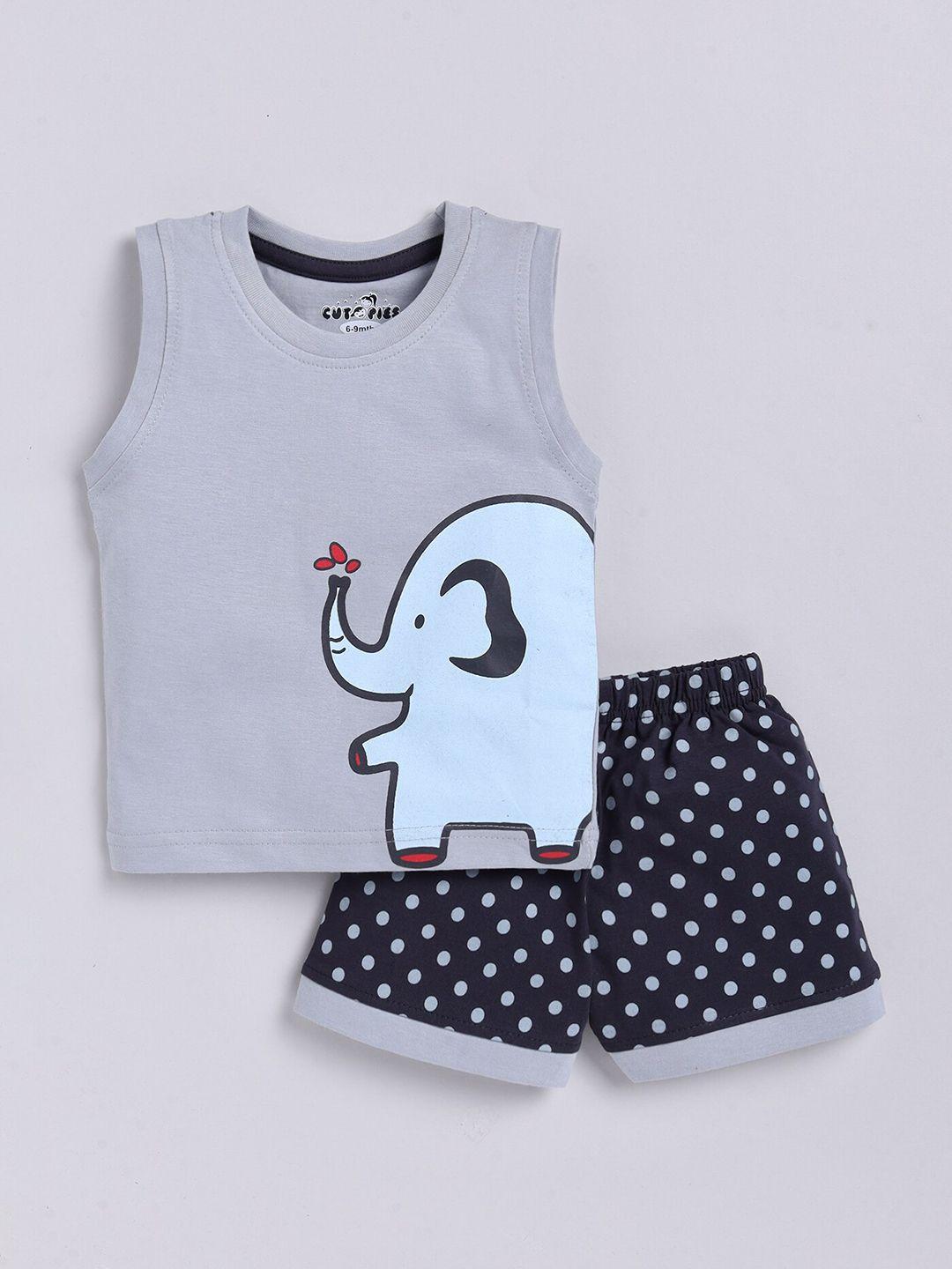 baesd infants elephant printed t-shirt with shorts