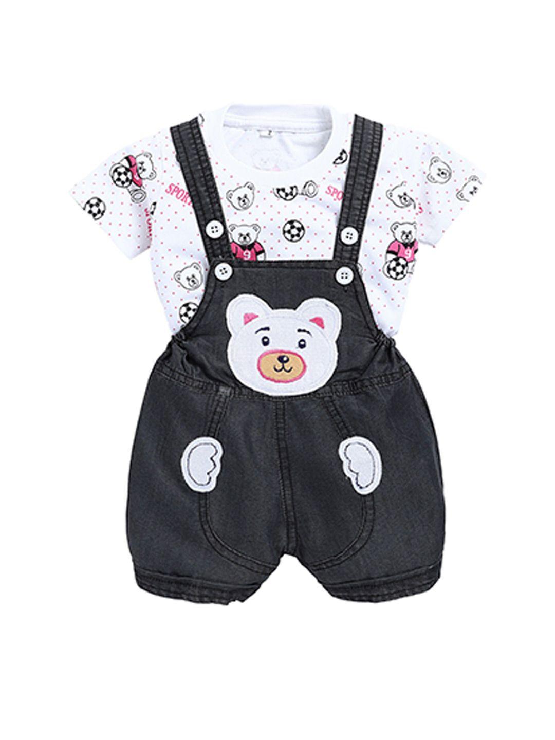 baesd infants embroidered cotton  dungaree with t-shirt