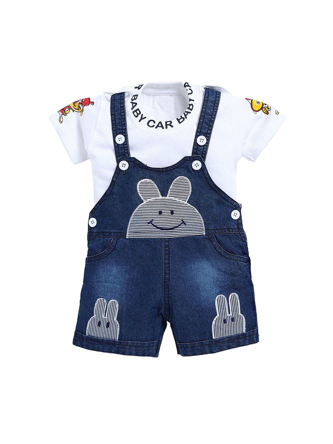 baesd infants embroidered cotton dungaree with t-shirt