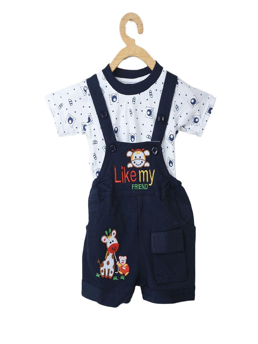 baesd infants kids graphic printed cotton dungaree with t-shirt