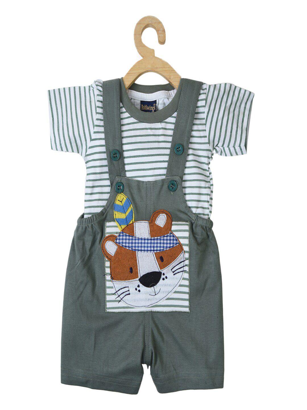 baesd infants kids graphic printed pure cotton dungaree with t-shirt