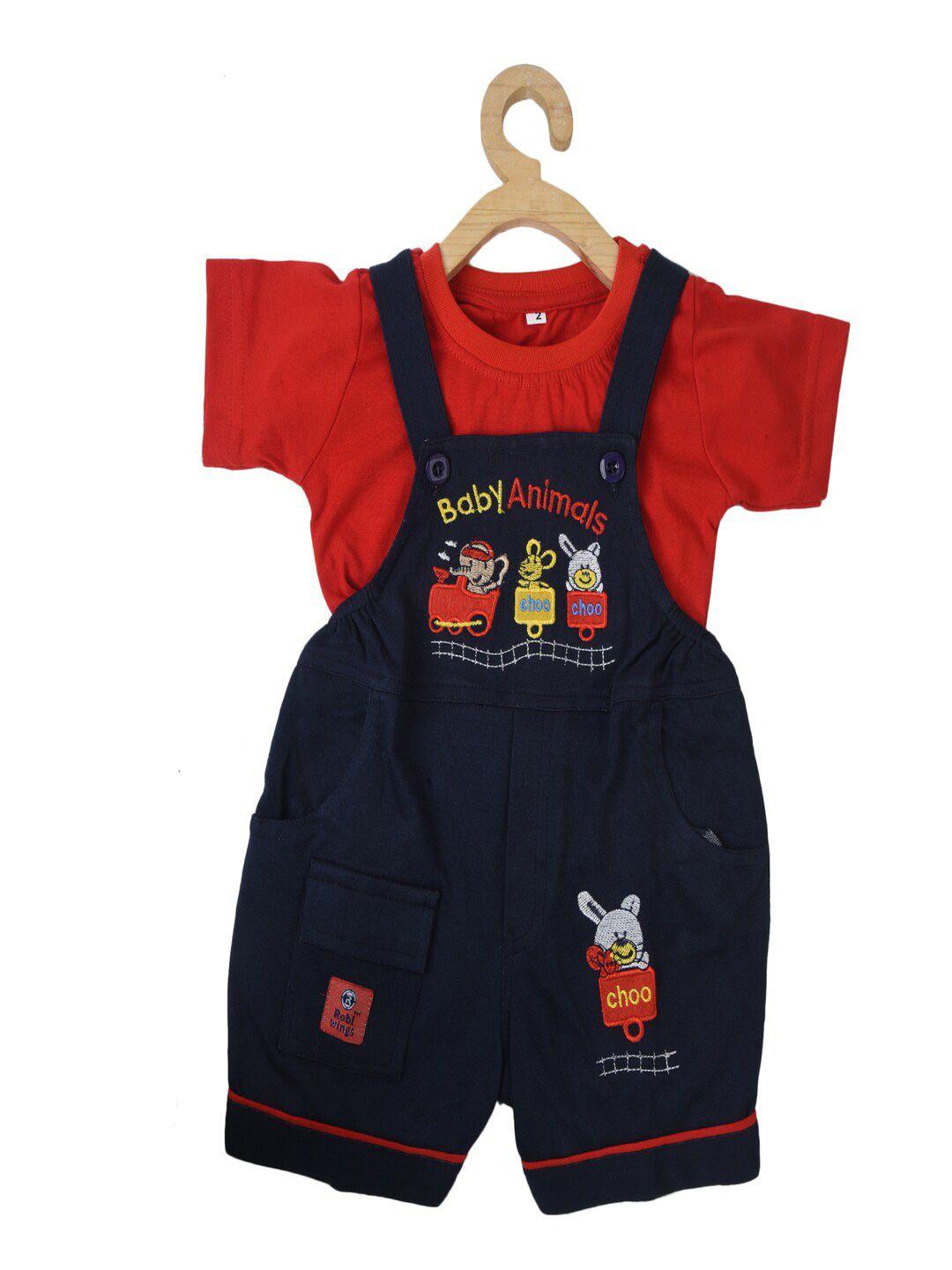 baesd infants kids graphic printed pure cotton dungaree with t-shirt