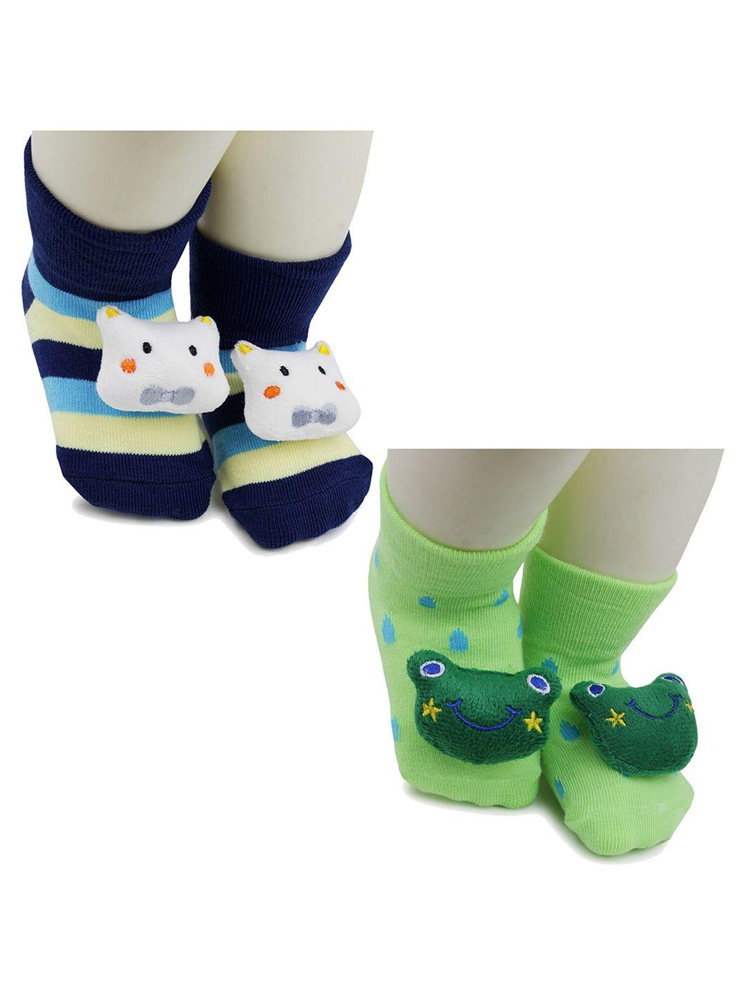 baesd infants pack of 2 patterned anti-skid cotton above ankle length socks