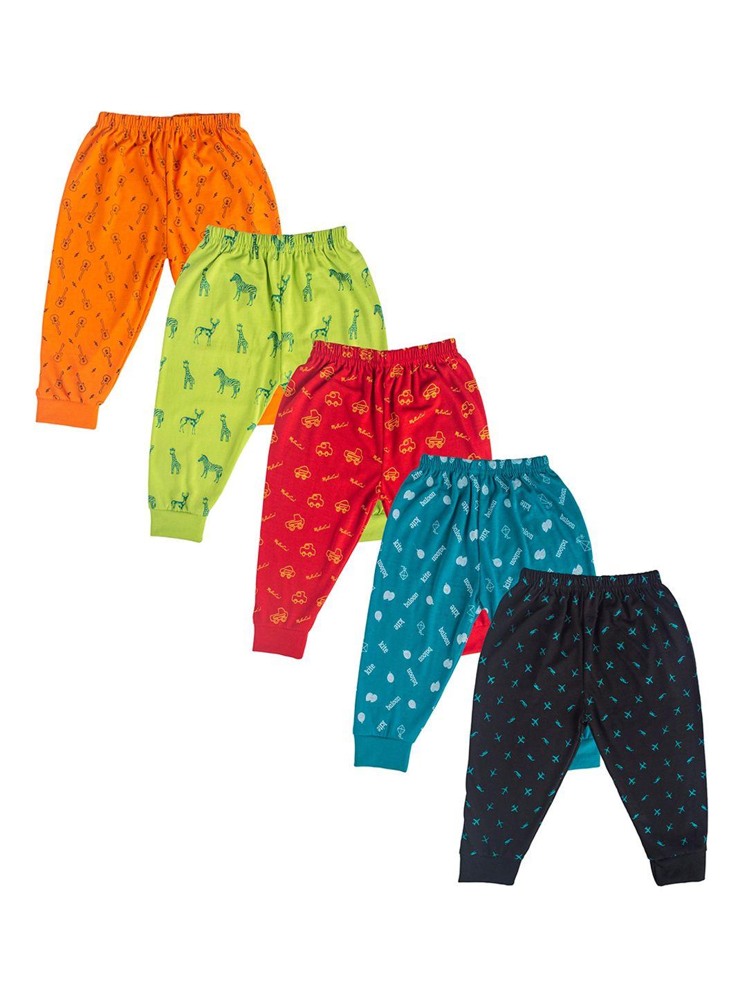 baesd infants pack of 5 conversational printed pure cotton joggers