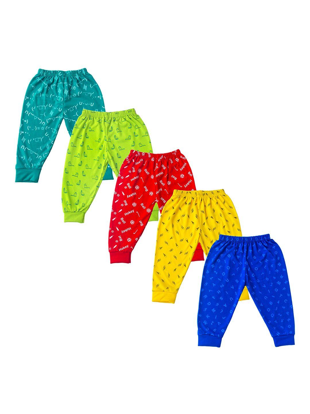 baesd infants pack of 5 printed pure cotton joggers