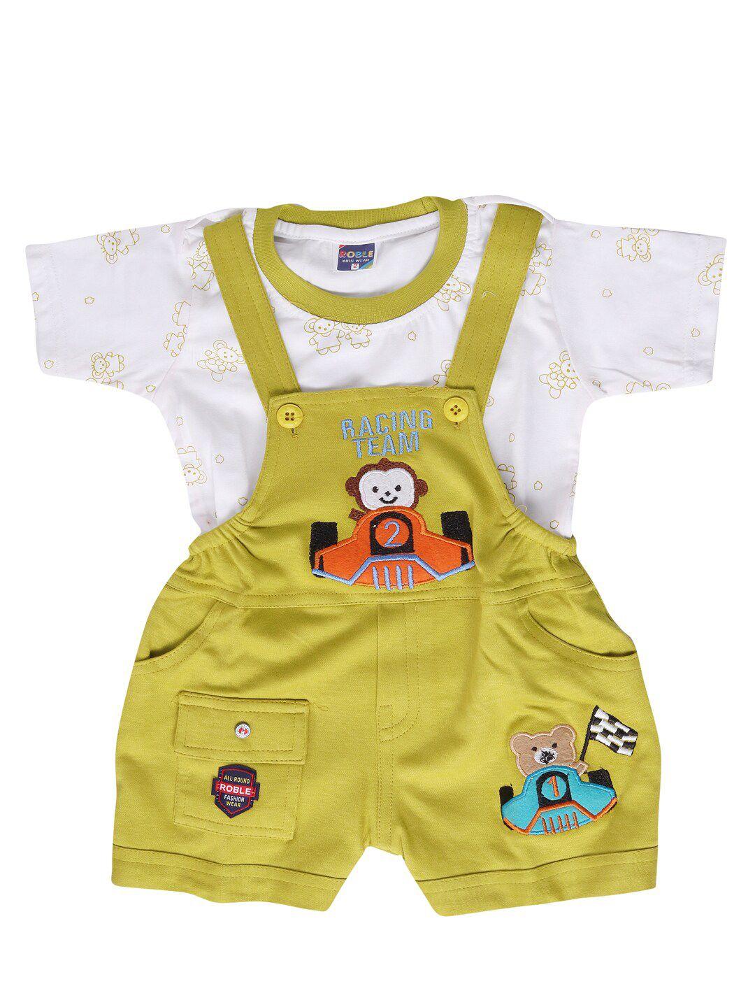 baesd infants printed cotton dungaree with t-shirt