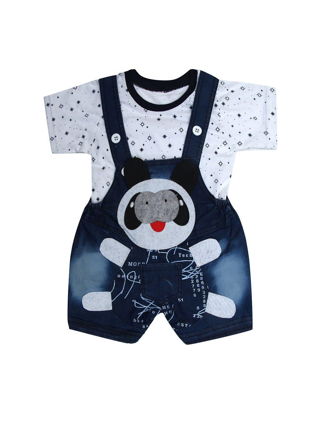 baesd infants printed cotton dungaree with t-shirt