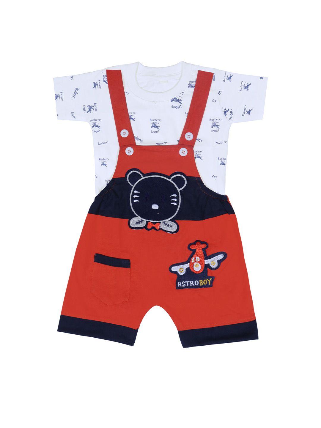baesd infants printed cotton dungaree with t-shirt